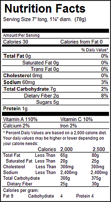 Carrot Nutrition Label